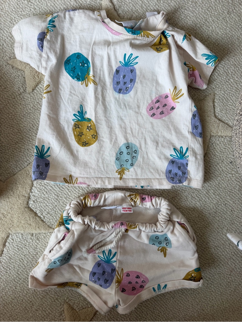 Zara Toddler Pineapple Print Tee & Shorts Set - Pastel Fruits
